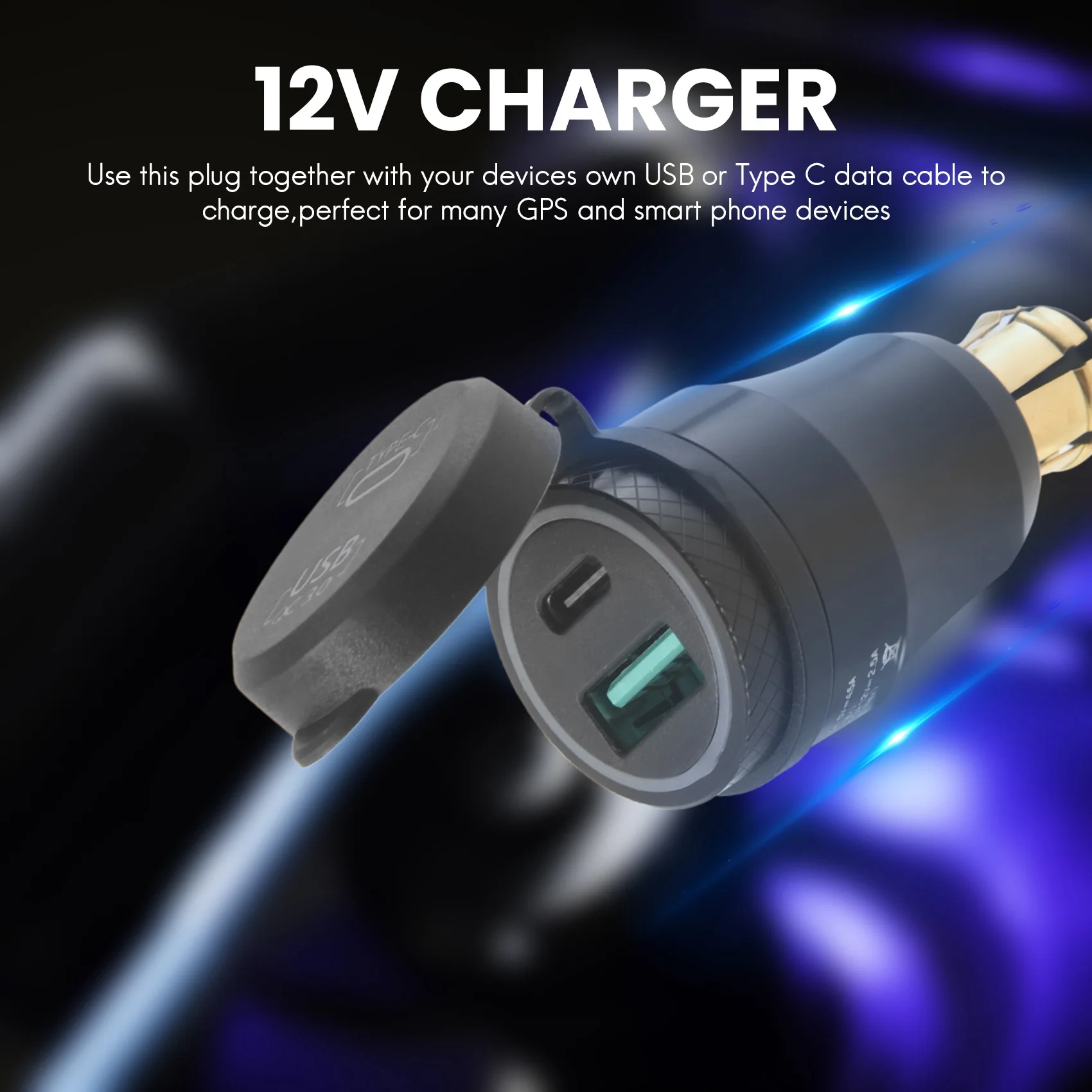 

Motorcycle Waterproof Fast With Usb Type-C Port 12V/24V Qc3.0 Power Adapter Hella Din Plug Socket For Bmw Ducati Triumph