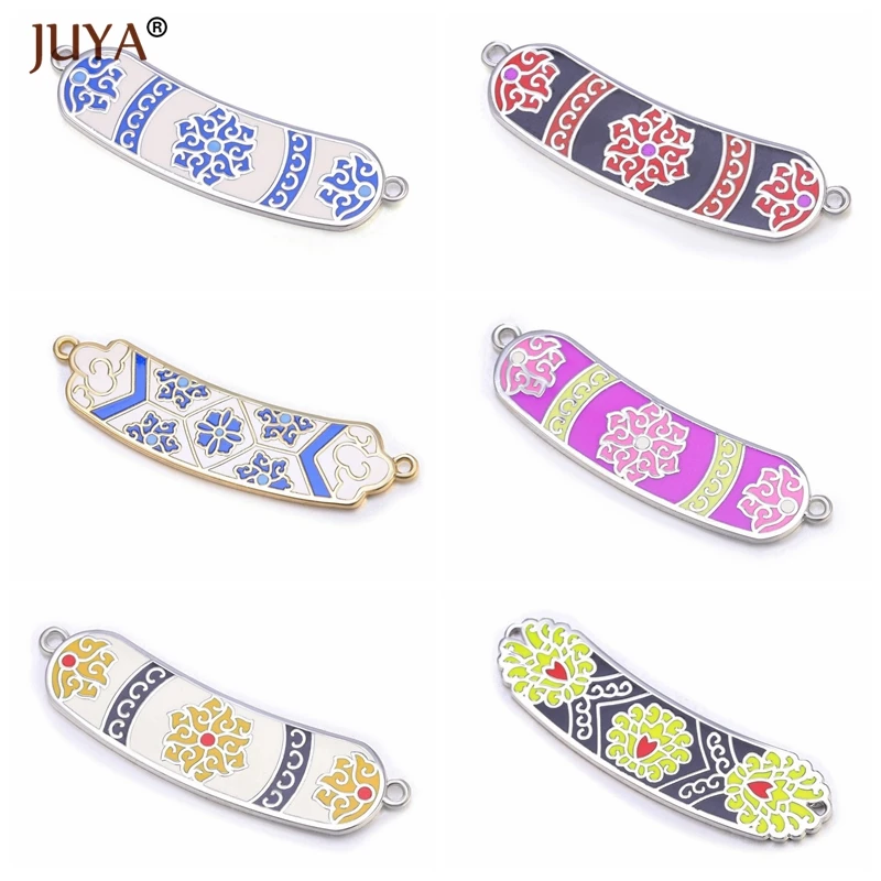 Juya Creative Accessories For Jewelry Making New Trendy Colour Enamel Charm Pendants Connectors DIY Jewelry Components