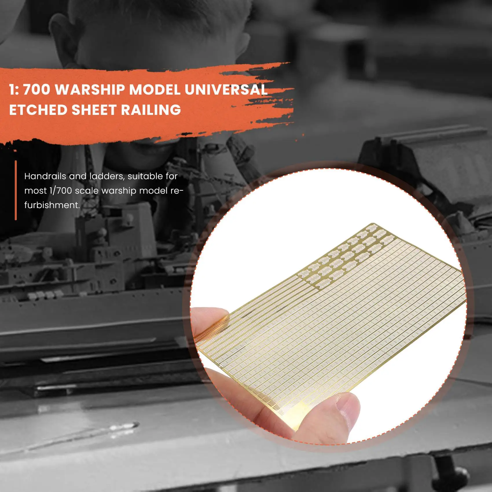 Corrimão e escada PE foto-gravado, escada universal trilhos, escada rolante para 1:700 navio modelo, CYPE005