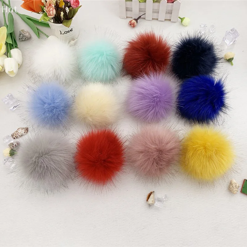 12cm bola de cabelo de pelúcia com botão de pressão macio falso pele de raposa pompons diy gorro do bebê chapéus sapatos artesanato acessórios decorativos