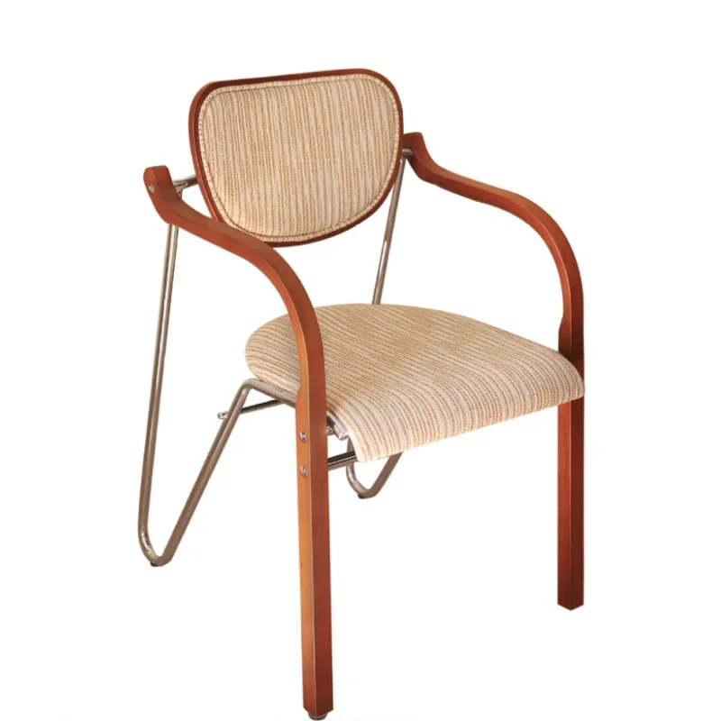 

Retro dining chair solid wood soft bag armchair