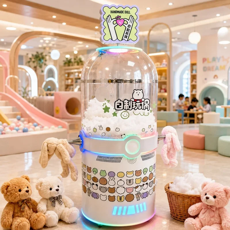Teddy Bear Stuffing Machine Plush Toy Fill Machine DIY Stuffed Animal Toy Maker for Kids Mall Cafe Party Custom Interactive Use