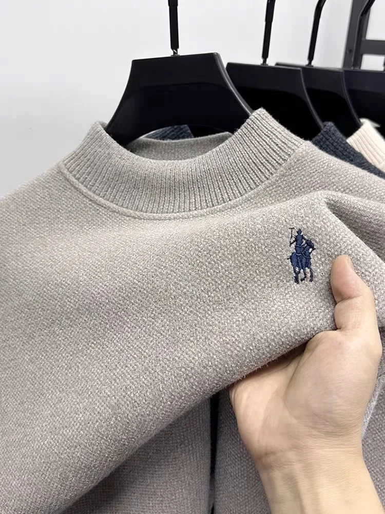 Maglione girocollo di marca di design pop di fascia alta da uomo moda invernale squisito ricamo peluche spesso caldo pullover lavorato a maglia casual