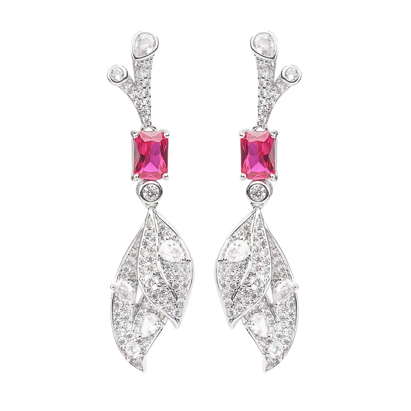 Natural Emerald Diamond Earrings European and American Exaggerated Long Tassel Earrings Vintage Full Diamond Earrings Light Luxu