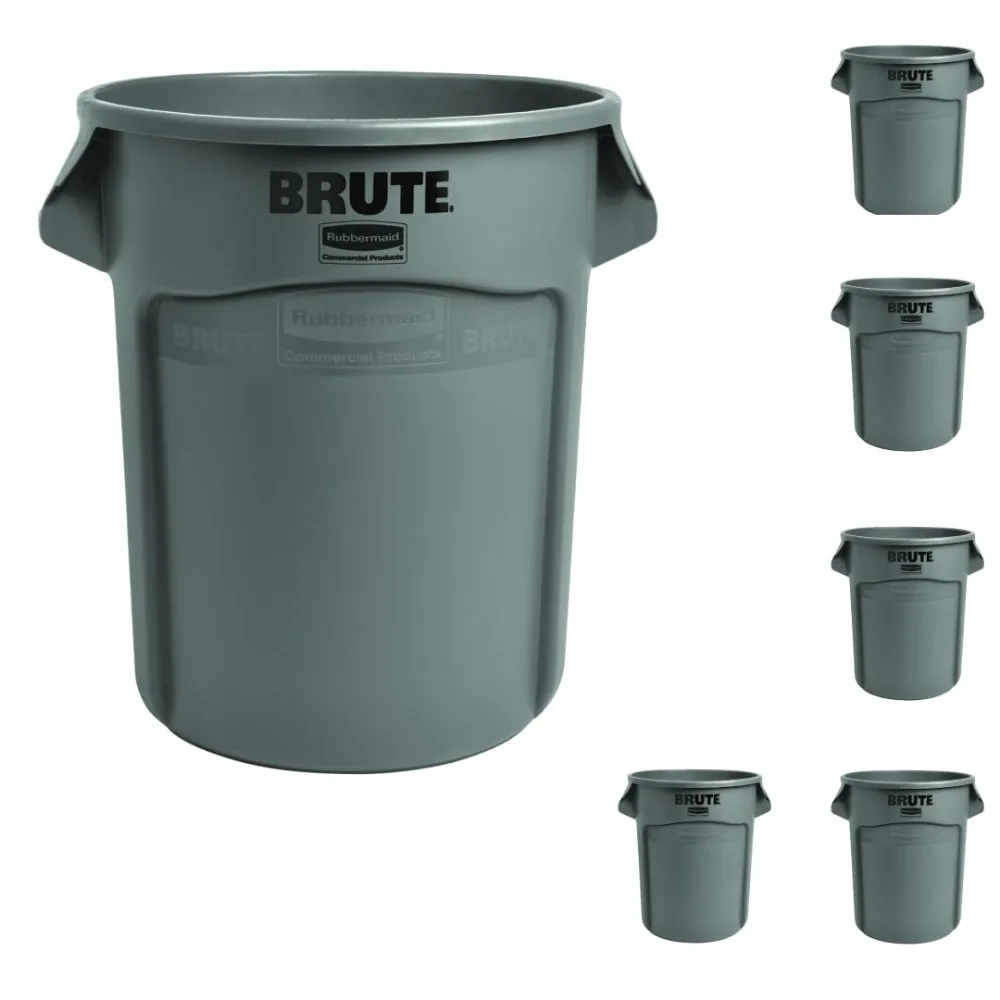 

Commercial Products BRUTE Heavy-Duty Trash/Garbage Can, 20-Gallon, Gray, Wastebasket for Home/Garage/Bathroom