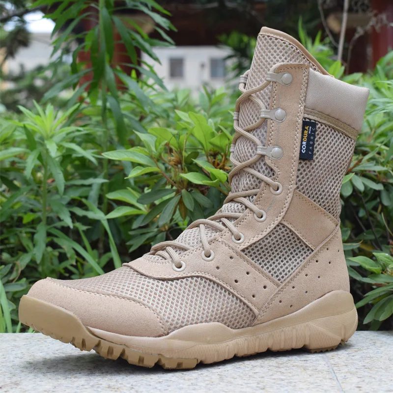 Impermeável Lace Up Tactical Boot masculino, sapatos de trabalho, SFB Light, moda malha, motocicleta, tornozelo