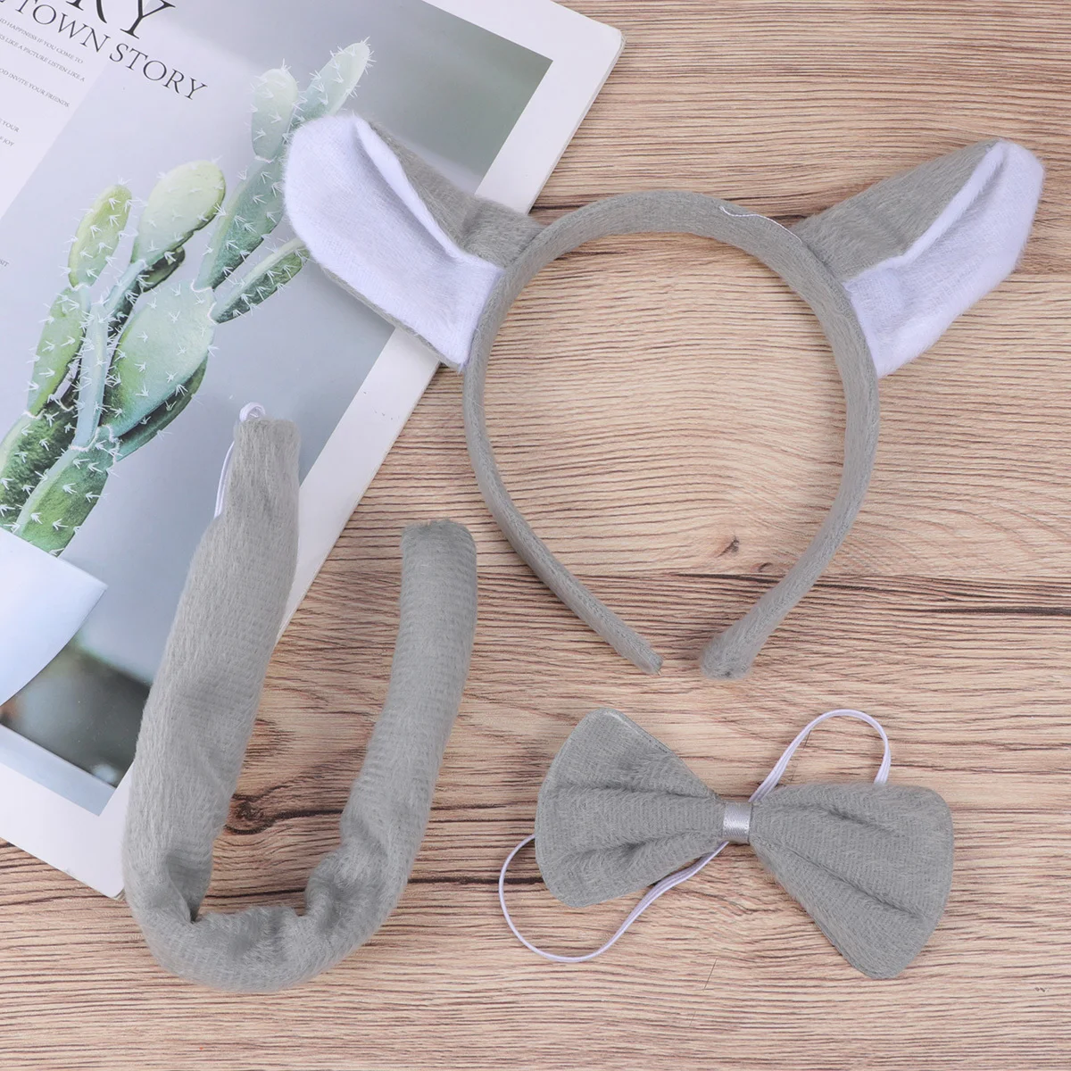 3Pcs Halloween Wolf Cosplay Set Includes Headband Bow Tie Tail for Kids Adults Party Costume Decoration Accessory