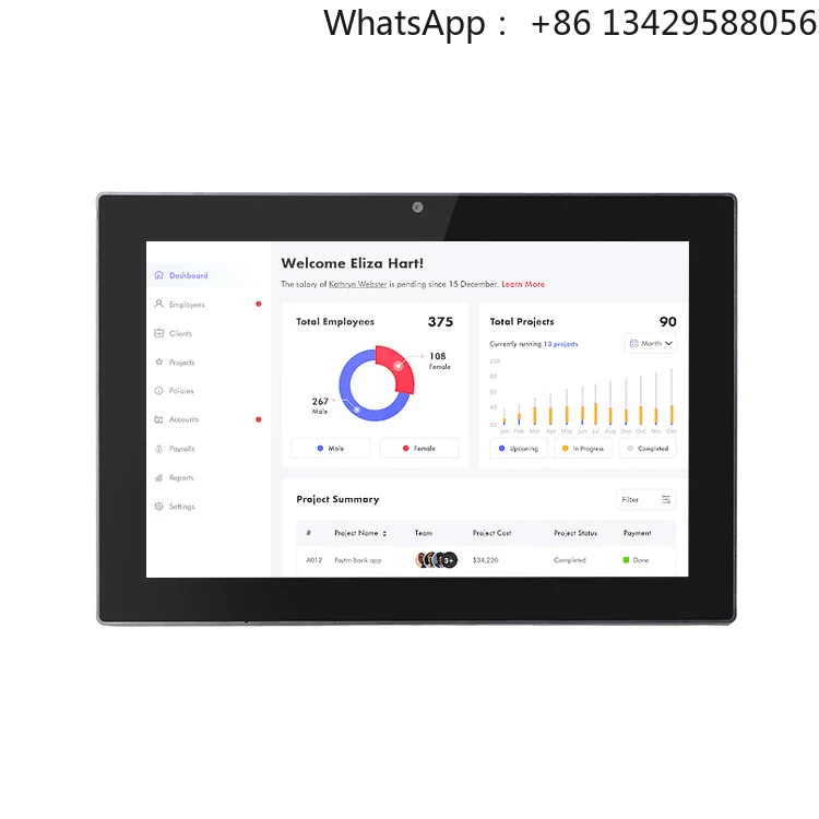 New 10.1 Inch Rockchip RK3566 Android 11 Industrial Tablet PC Flush Mount Capacitive Screen Shockproof DC 12V 2GB Wi-Fi Ethernet