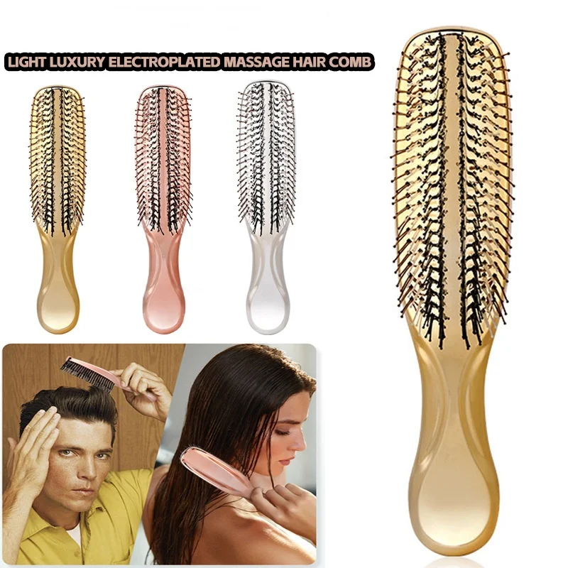 Portable Massage Comb Head Meridian Massage Brush Scalp Cleaning Care Air Cushion Comb Electroplated Crafted Wet Dry Dual-use