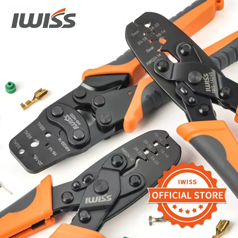 IWISS IWS-1424A/1424B/1420D Non-Insulated Open Barrel Terminals Crimping Pliers Weather Pack Sealed Connector Crimper Tool Clamp