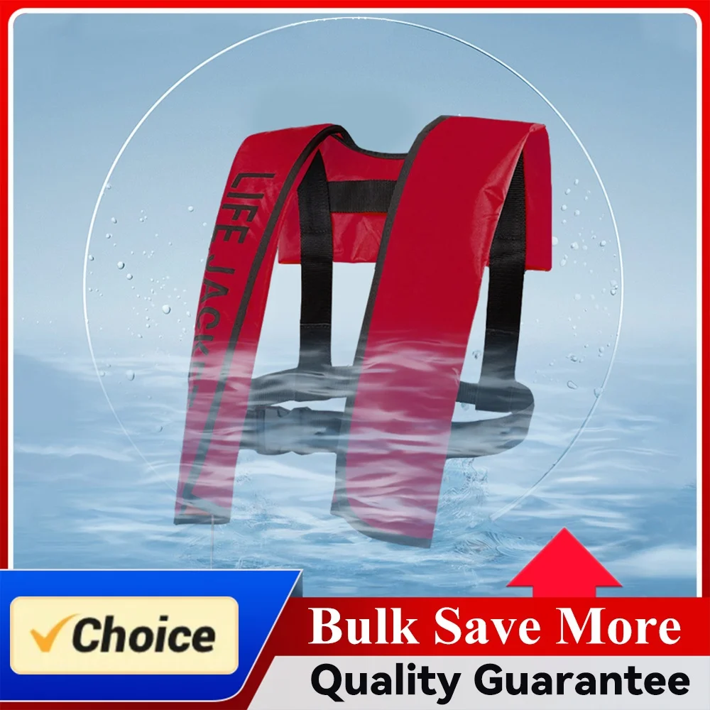 Self-inflatable Life Jacket with Reflective Strips & Emergency Whistle Water Sports Vest Kayak Vest for Various Water Activities