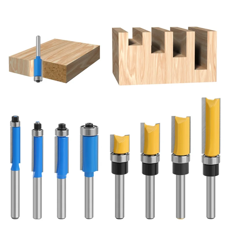

10PCS Router Bits, Including 4 Flush Trim Router Bits 1/4 Shank, 4 Pattern Flush Trim Router Bits With 2 Impact Bits Et-ABGL