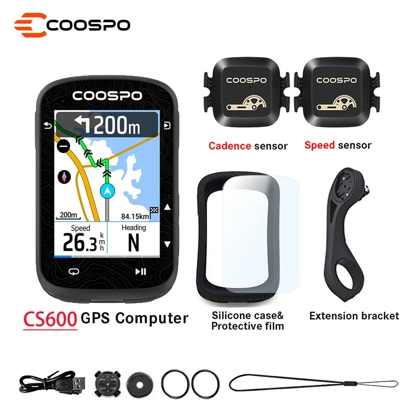 Coospo CS600 GPS-fietscomputer Fiets Kleurrijk touchscreen Snelheidsmeter Cyclus Digitale stopwatch Type-C Fietsen Kilometerteller