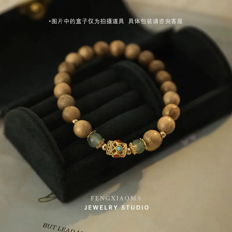 خشب الصندل سوار أنثى موري العتيقة زن محظوظ الخرز زوجين سوار دائرة واحدة العرقية نمط خمر لوحة اللعب سلسلة اليد