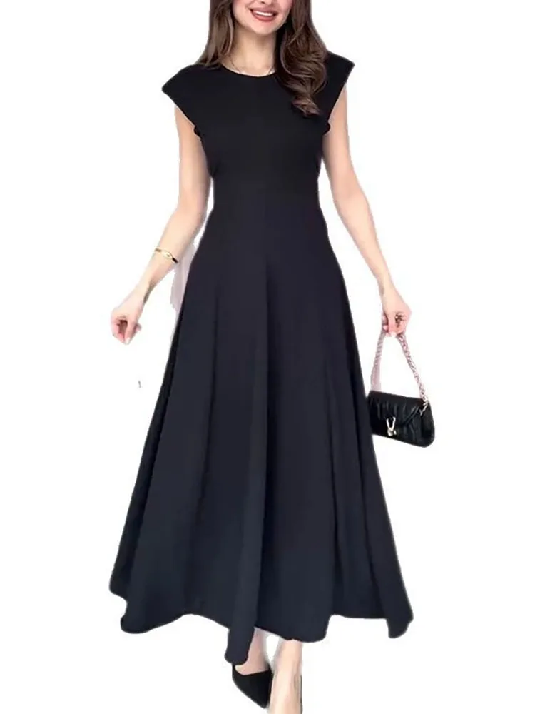 ربيع جديد جولة الرقبة بلا أكمام الدانتيل يصل فستان كاجوال مزاجه النمط الأساسي الكلاسيكي بلون تنورة ألف خط #6