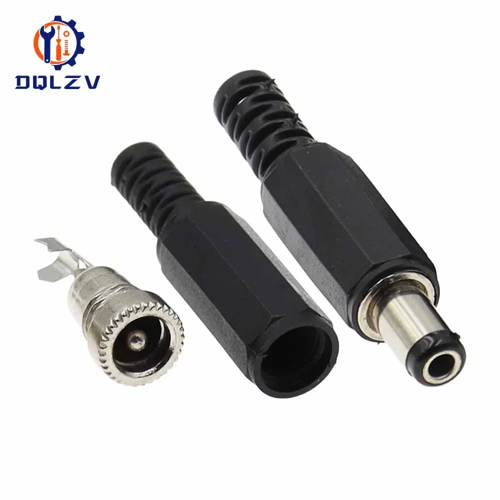 DC female male Power Plug 5.5mm x 2.1mm Male Female Jack Socket Adapter Connectors Set For DIY Projects Connector