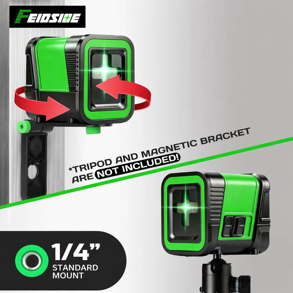  FEIDSIDE 2 Lines Green Laser Level Self-Leveling Manual Dual Mode Laser Level Magnetic Mount For Decoration