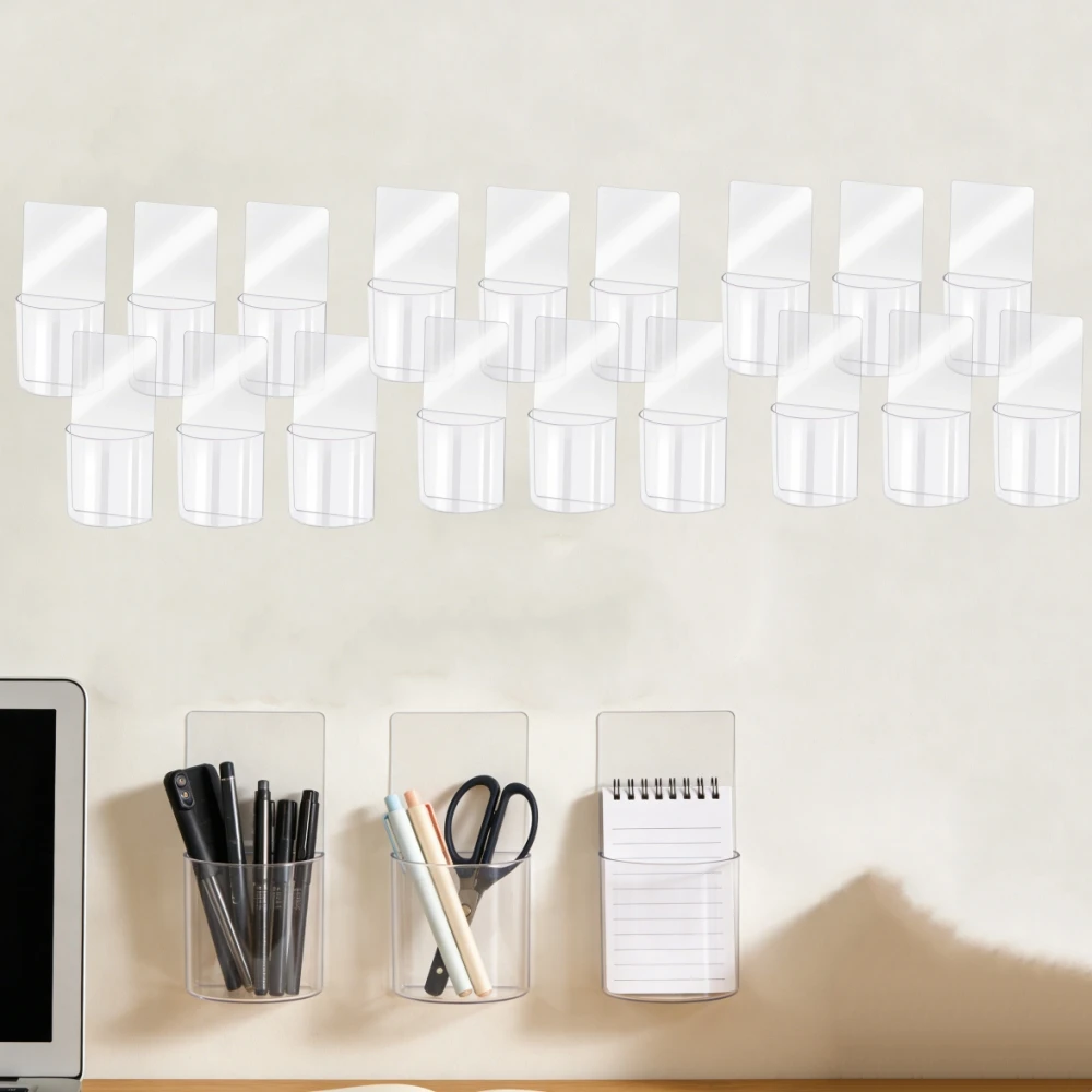 

Набор из 18 прозрачных самоклеящихся настенных коробок для хранения, многофункциональный органайзер-полка для пультов, телефонов, кистей для макияжа, для офиса