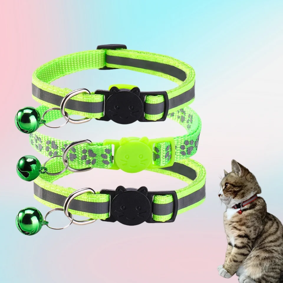 3er-Pack Reflektierende Sicherheits-Halsbänder für Kätzchen & Welpen, Leuchtende Hunde- und Katzenhalsbänder mit Kleiner Glocke, Verstellbare Schnallen-Halskette