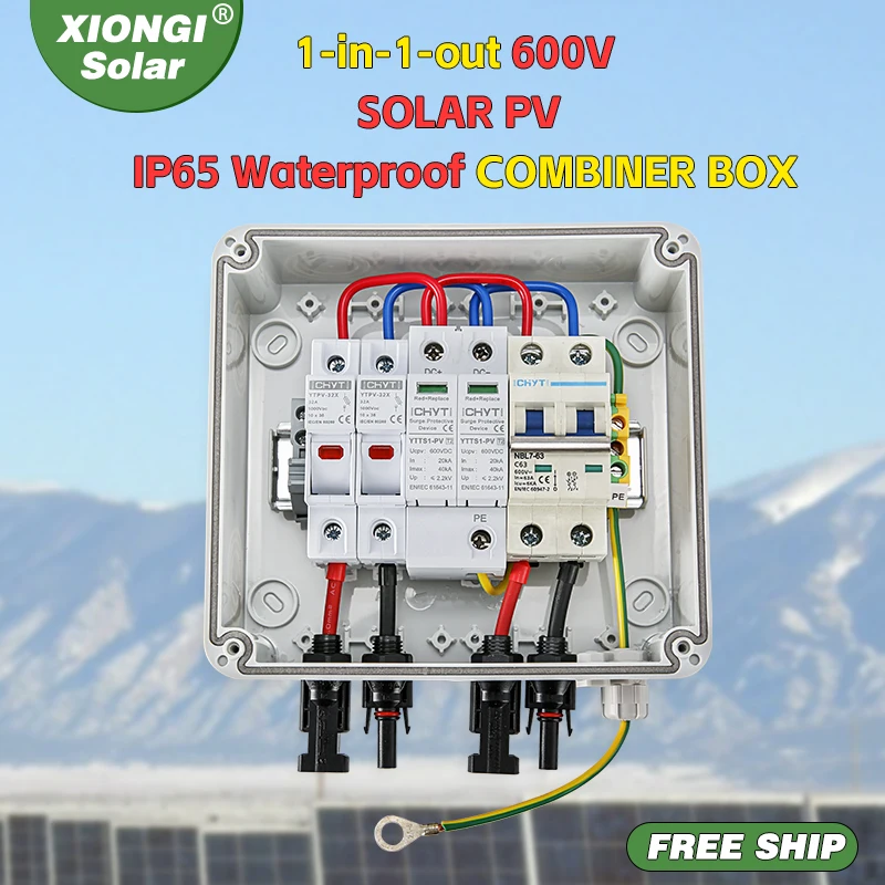 Solarny fotowoltaiczny pojemnik PV z ochroną odgromową 1 wejście 1 wyjście DC 600V Bezpiecznik MCB SPD Wodoodporna skrzynka IP65 Hurtownia