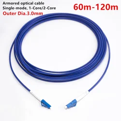 Armored optical fiber cable,FTTH, SC,LC,FC,Single Mode,1 Core,2 Cores,Simplex,Duplex,Fiber Optic Material,60m,70m,80m,100m,120m