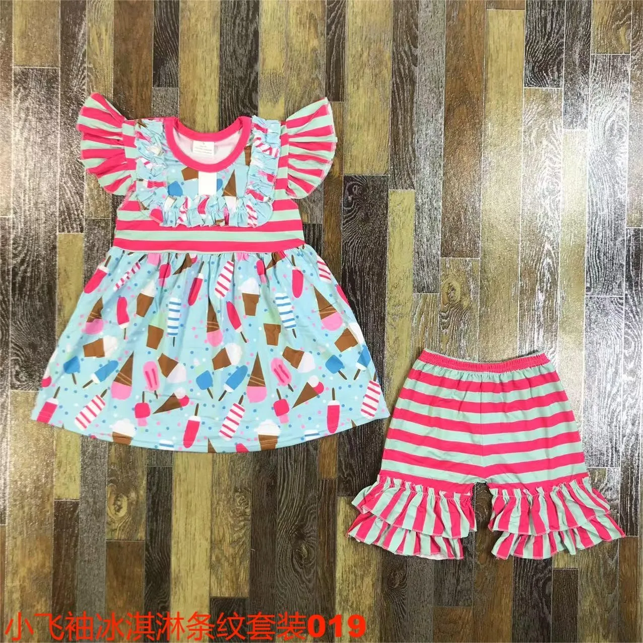 2024 Summer Girls Baby Short Dress Set Dress + Shorts Cotton Outdoor School Casual Cute