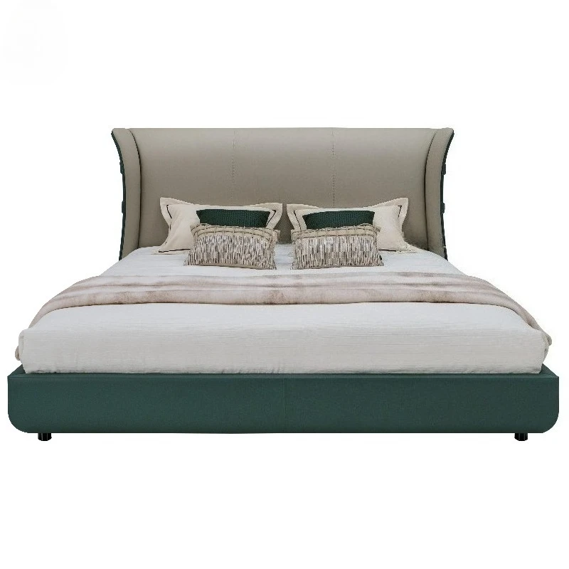 *Modern Minimalist Hotel Family Bedroom Furniture Set Customized king Size Bed Leather Villa Bedroom Soft Cushion Premium Bed