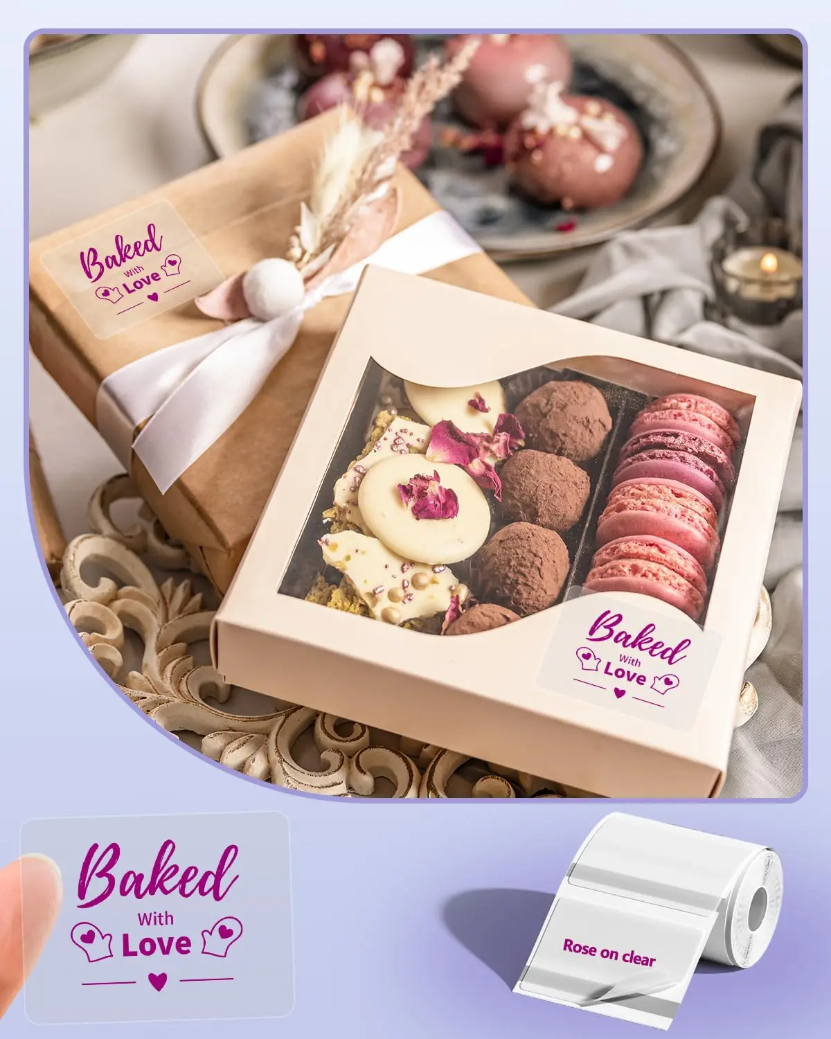 ملصقات حرارية شفافة M110 230 قطعة - 1.57 بوصة × 1.18 بوصة (40 × 30 مم) مقاومة للماء باللون الأخضر/الأزرق/الوردي مناسبة Phomemo M110/M100/M220 ملصق مكتب #1