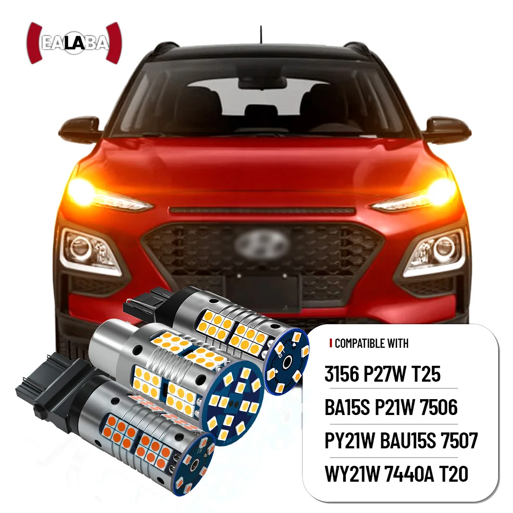 2Pcs BA15S P21W LED No Hyper Flash Amber Yellow T20 7440 WY21W BAU15S PY21W P27W T25 3156 LED Bulbs Car Turn Signal Light 12V