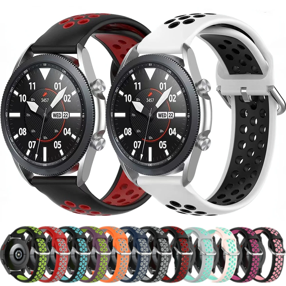 

20mm 22mm Two-Color Silicone Strap for Samsung Watch 46mm 42mm Sports Bracelet for Huawei Watch GT 2/Amazfit GTR 47mm Wristband