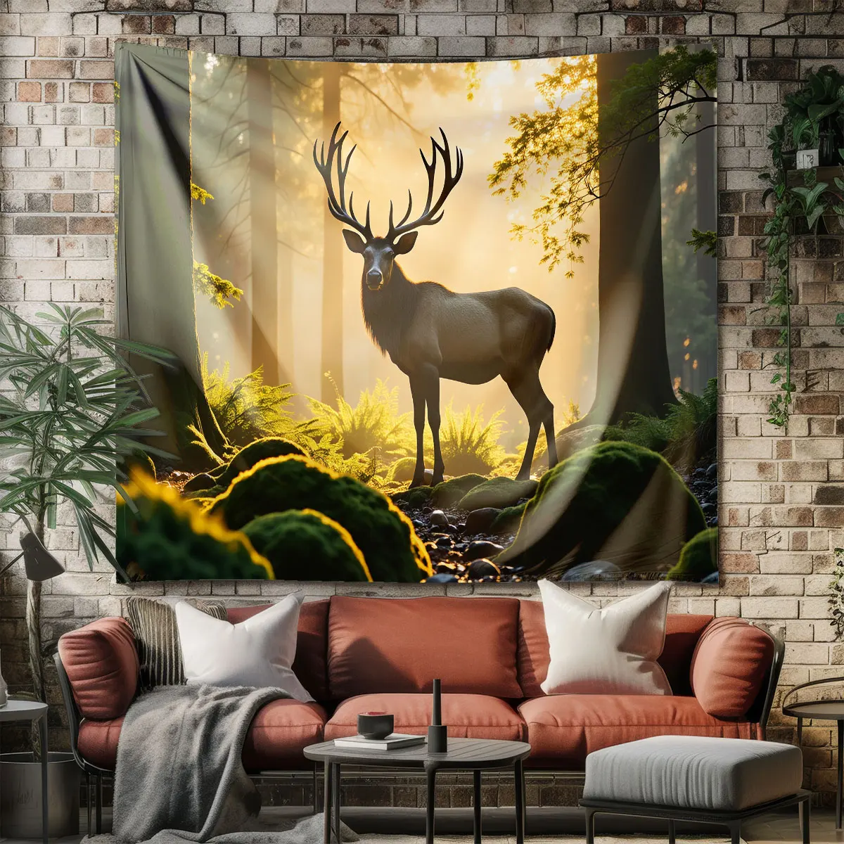 1pc Cute Elk Print 90g Tapestry Multi Size Background Wall Decoration Space Pendant Gift Background Cloth