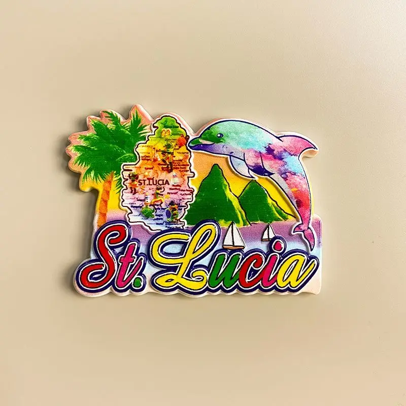 

Saint Lucia Tourist Souvenir Refrigerator Magnet Creative Home Decoration 3D Magnetic Sticker Gift