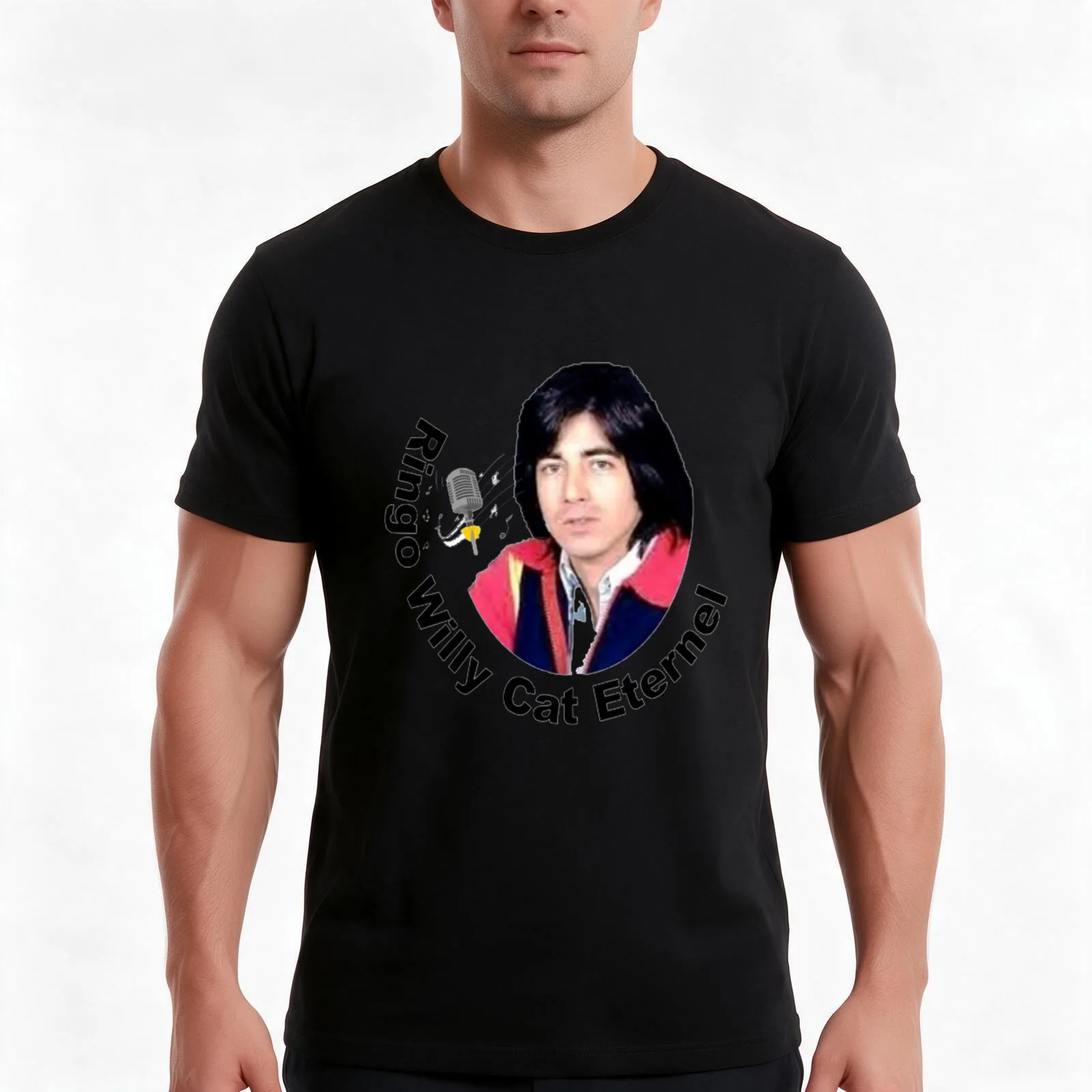 Ringo Willy Cat Eternal T-Shirt, Summer Casual Cotton Tee, Oversized Streetwear Tops, Vintage Graphic Print, Unisex Men Women