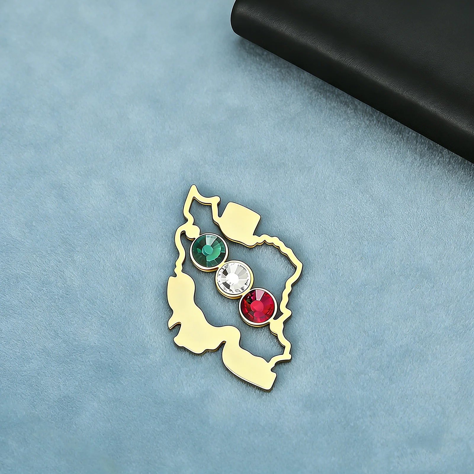 CoolTime Retro Hohle Iran-Karte Brosche für Männer und Frauen Goldfarben Strass-Besetzt Edelstahl-Schmuck Großhandel – Detail 5