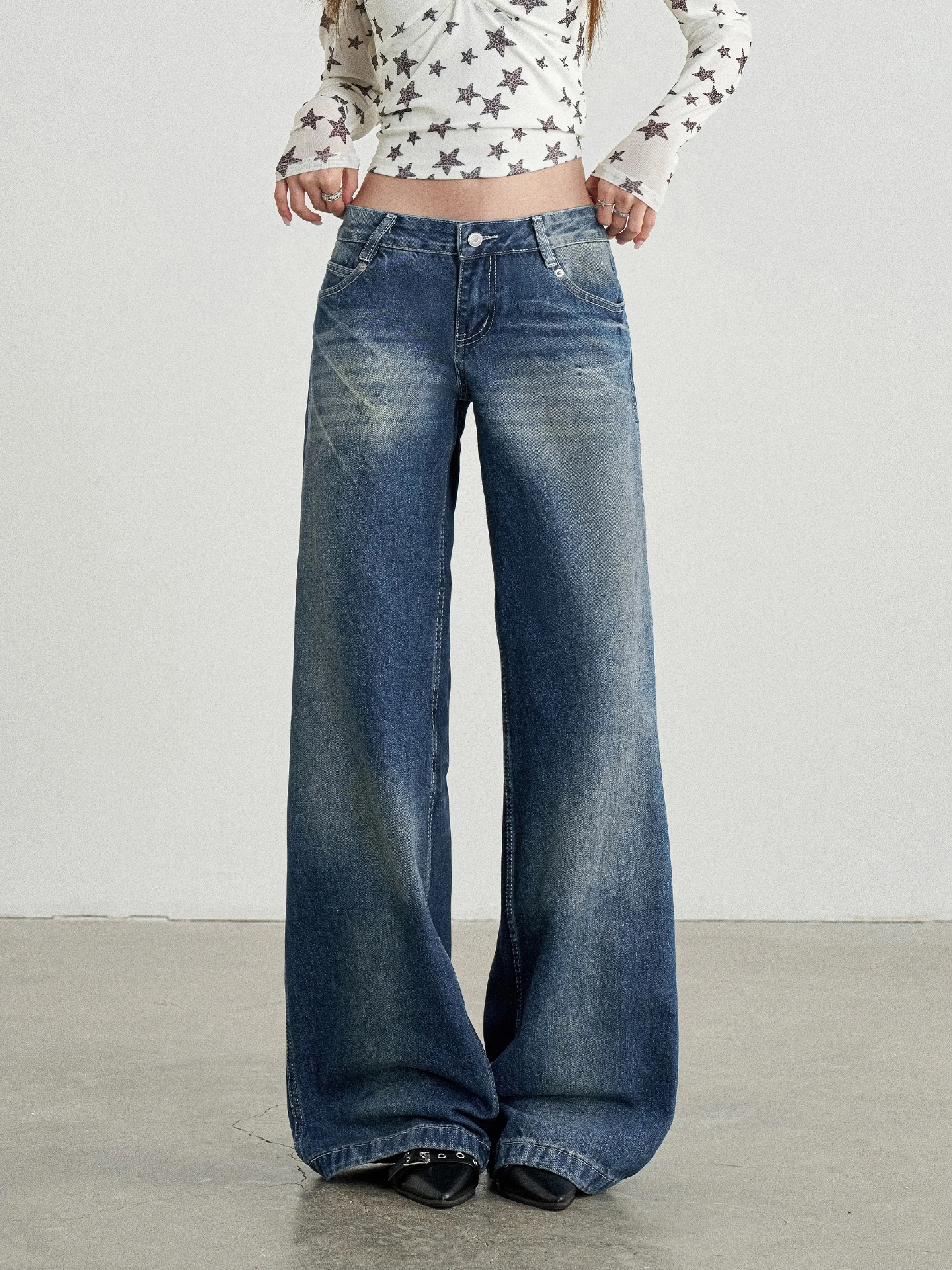 TGXQ Women's Jeans 2026 New Washed Slimming Loose Wide Leg Pants  Flash Crack Design Comfortable Fit Natural Waist
