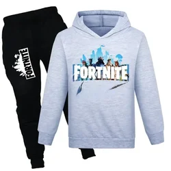 Fortnite Kinderkleidung Sweatshirt und Freizeithose Set Frühling Herbst Mädchen Jungen Kleidung im Alter von 2–16 Jahren