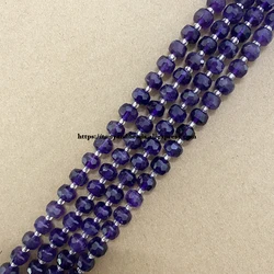 Semi-precious Stone Diamond Cuts Faceted Rondelle Brazil Purple Amethyst 7