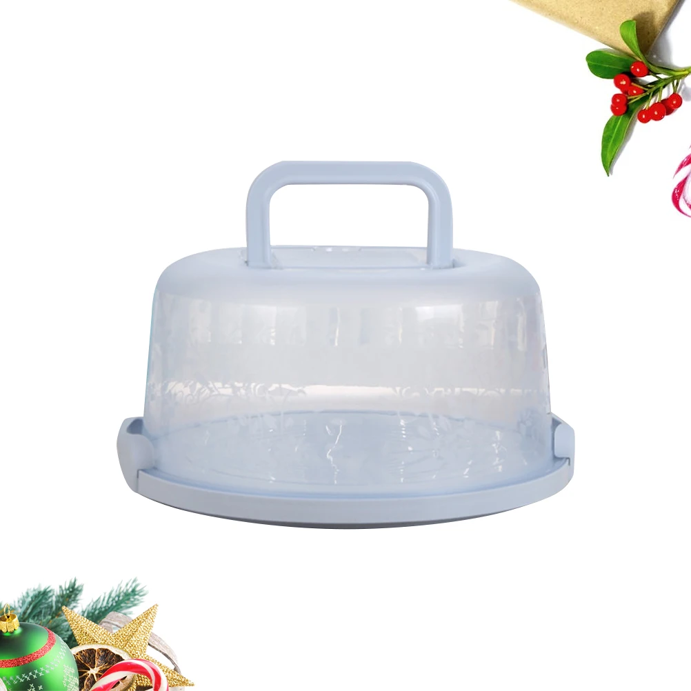 صندوق كعك أزرق محمول، حاوية تخزين المواد الغذائية، غطاء محكم الغلق، مقبض الثلاجة، حافظة حفظ طازجة، قوية وصديقة للبيئة