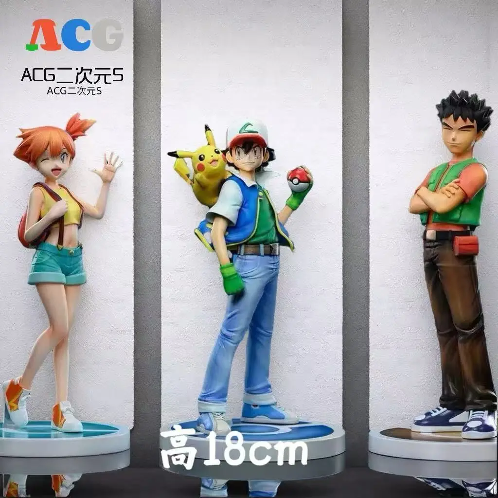 Figurine de dessin animé Ash Ketchum Brock, 18cm, Misty, Statue en Pvc Gk, modèle poupée de Collection, décoration de salle, jouets de bureau