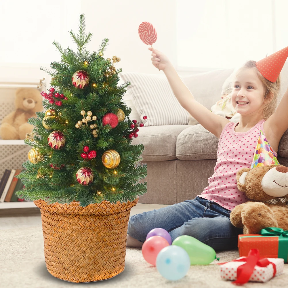 

Holiday Christmas Tree with Tripod Stake Christmas Tree Urn Filler Battery Operated Artificial Xmas Tree for Outdoor Garden Lawn