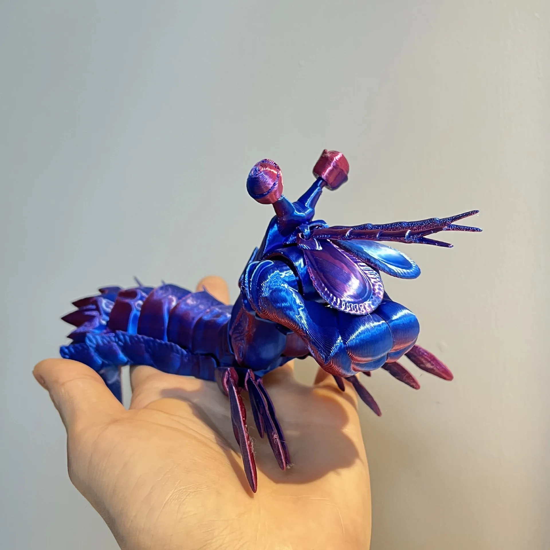 

3D Printed Handmade Bluey Leather Shrimp Model Simulation Toys Multi Joint Action Figure Household Car Decoration Terminals