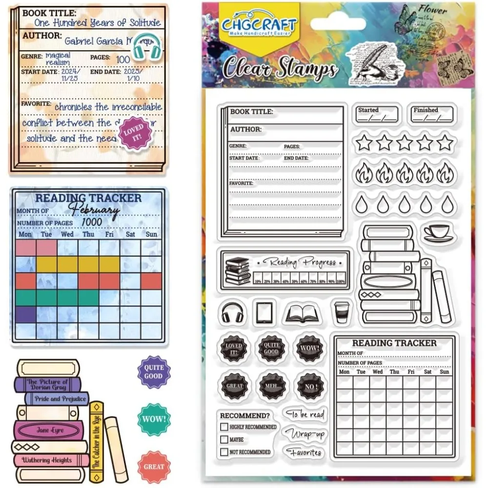 Reading Diary Clear Stamps Book Review Transparent Stamps Clear Stamp Seals for DIY Scrapbooking Photo Decoration 4.3x6.3 inch