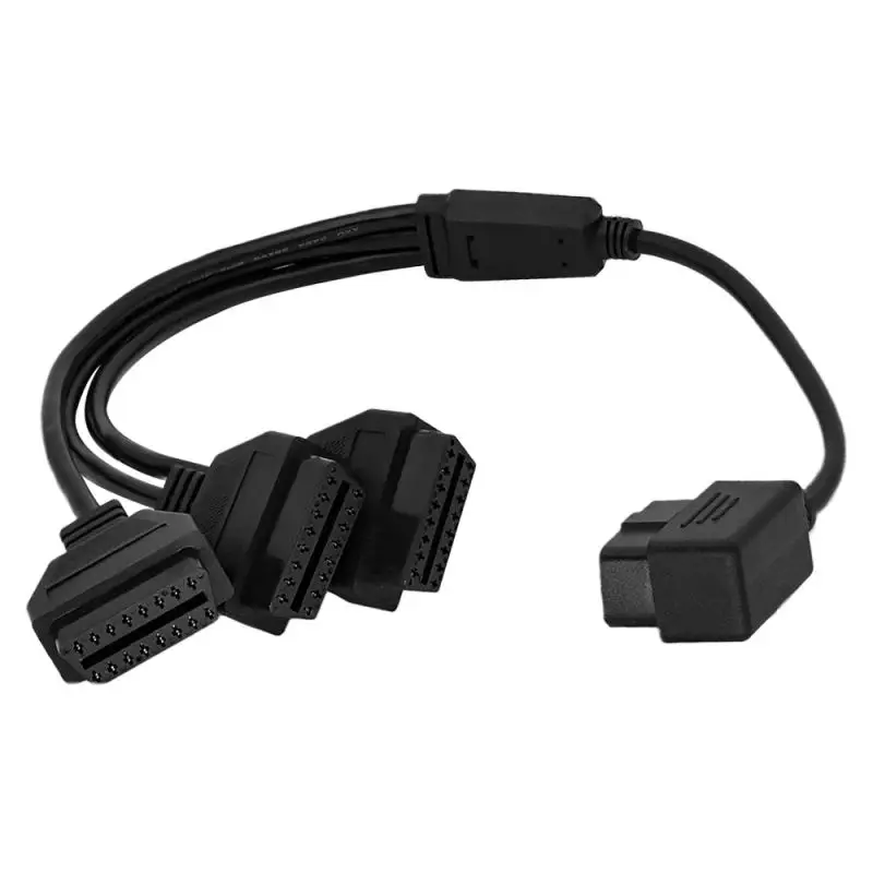 OBDII Extension Cable 16pin Male to 3 Female Converter Adapter OBD2 Diagnostic Cable Splitter for Auto Diagnostic Tool Scanner
