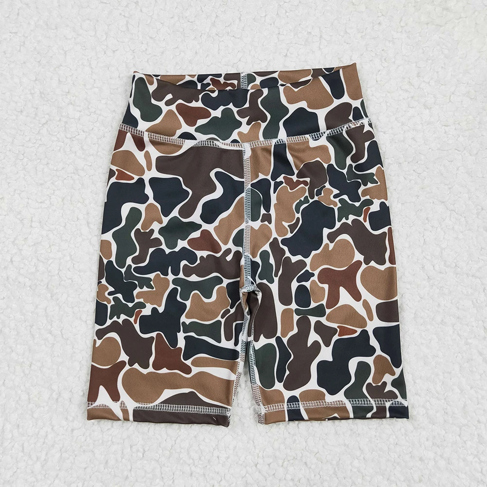 

Baby Girls High Waist Brown Camo Yoga Biking Shorts Summer Bottoms Kids Active Wear Comfortable Fit