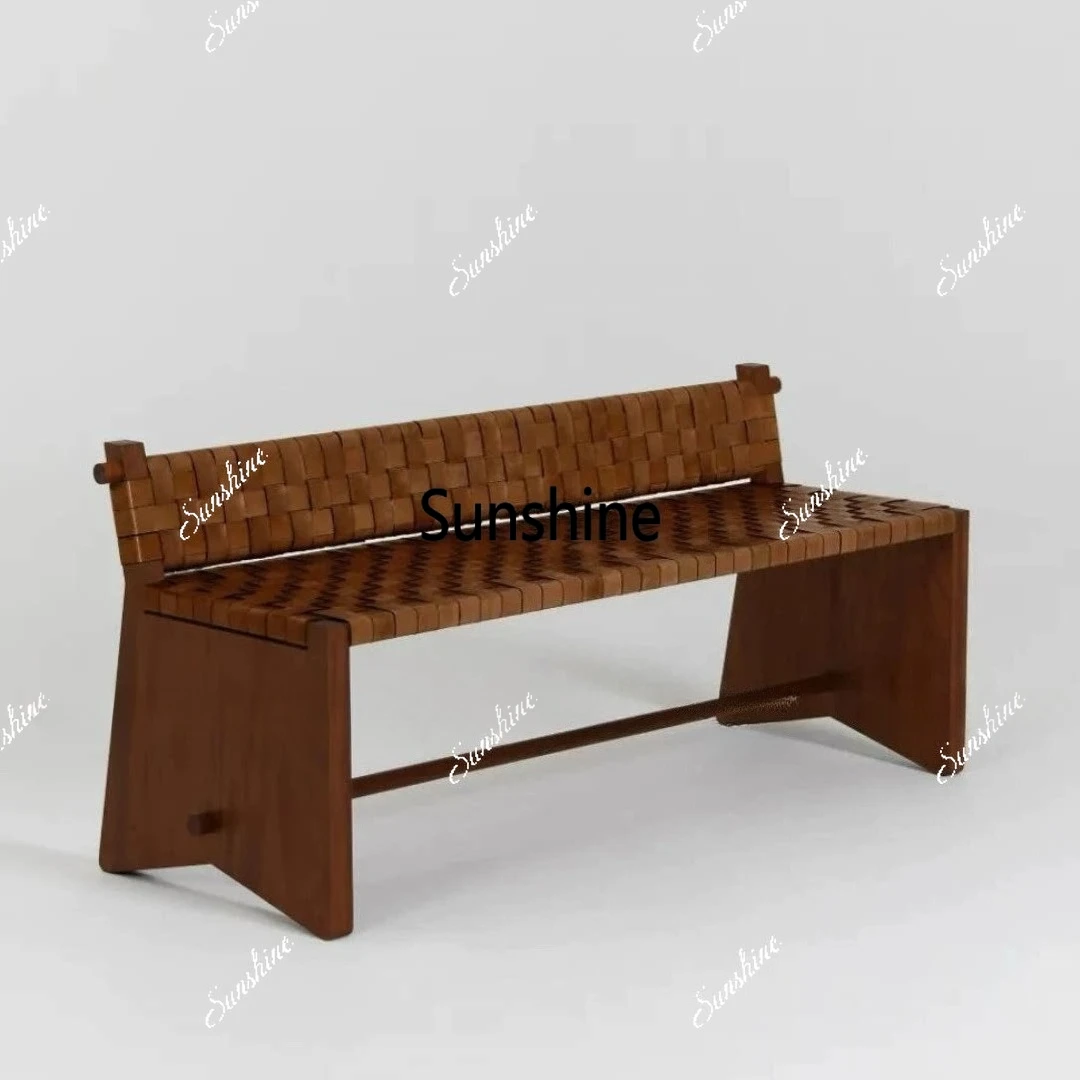 

Dining room Living room Solid wood bench Back woven dining chair Door shoe changing stool