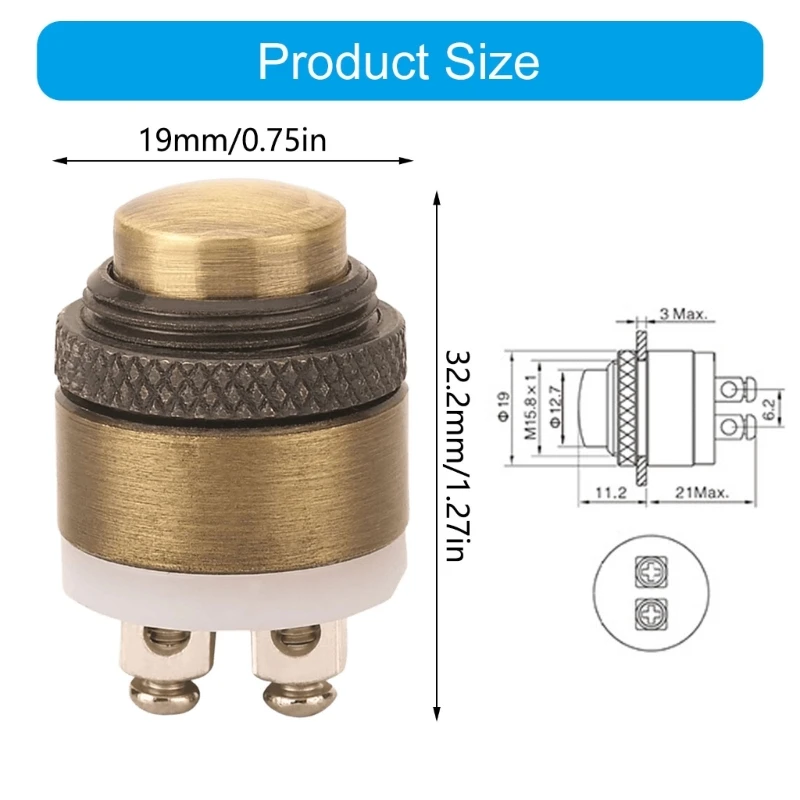 Front Entry Metal Momentary Push Button Switches 16Mm for Low Doorbell A2BB