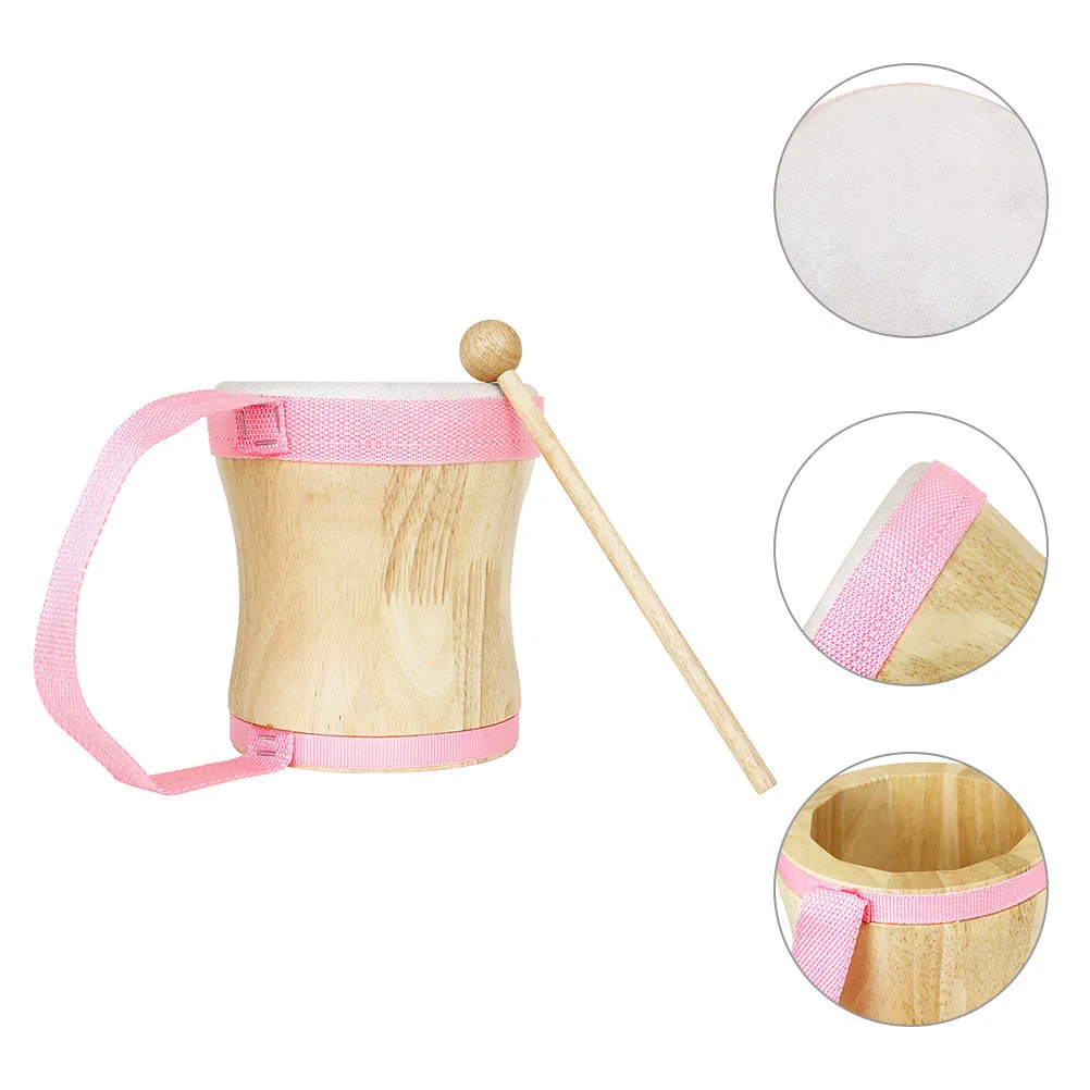 Wooden Hand Drum Sheepskin Head Percussion Instrument for Beginners Music Early Education Pure Sound Rhythm Instrument