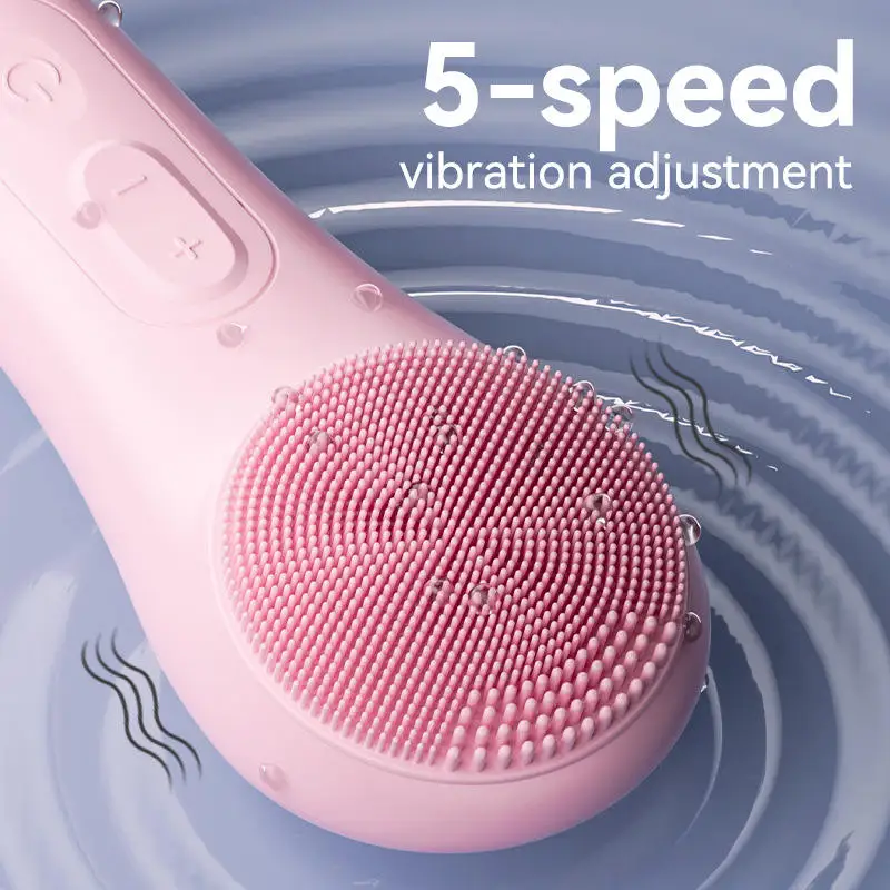Dispositif de lavage du visage en Silicone, compresse chaude, Massage, charge ultrasonique, brosse de lavage du visage, étanche, nettoyeur électrique à vibrations