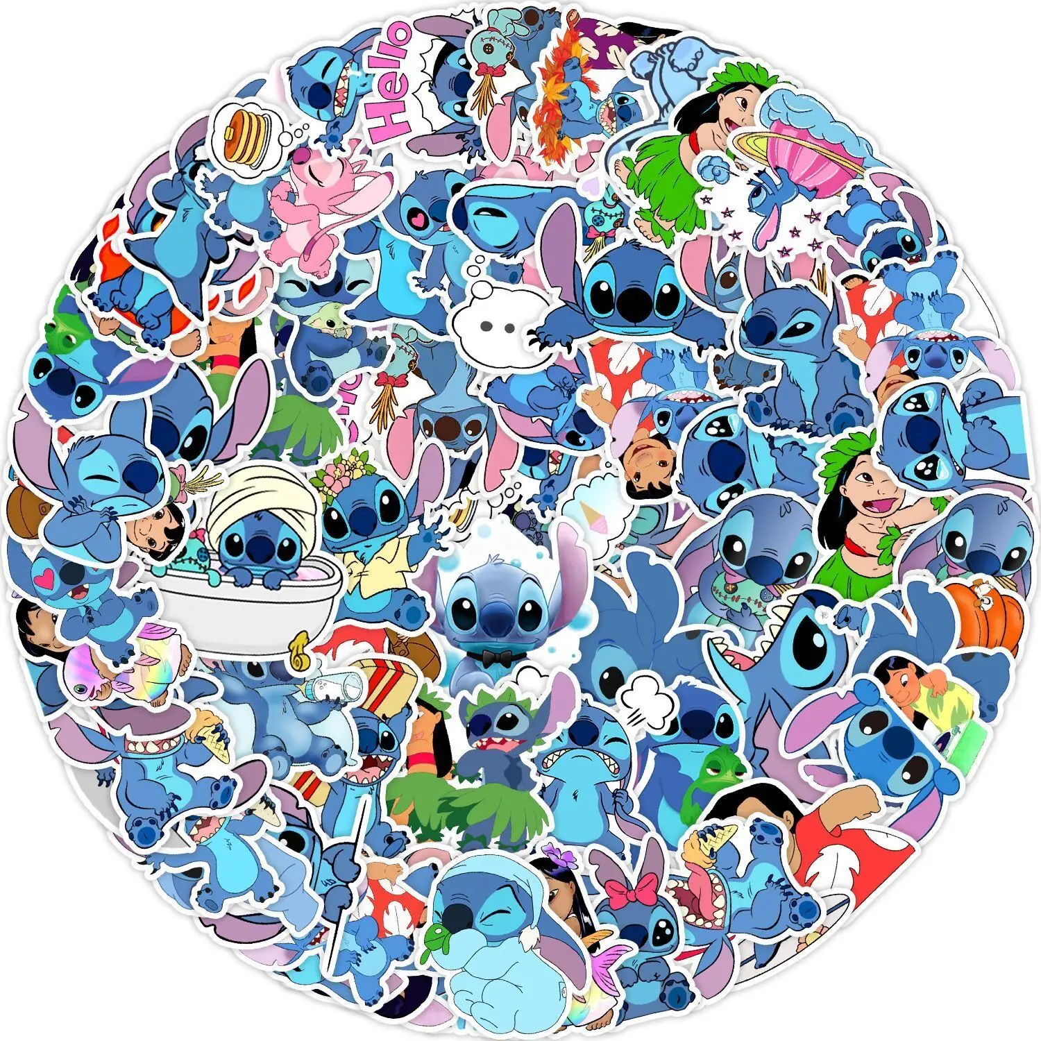 10/50/100Pcs Disney Cute Cartoon Lilo & Stitch Stickers Kawaii Decals Kid Toy DIY Laptop Suitcase Notebook Decoration Sticker