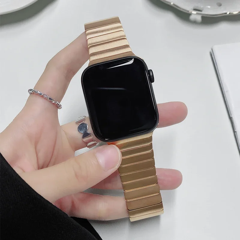 Ремешок из нержавеющей стали для Apple Watch Band 9 7 8 45 38 41 мм для IWatch Ultra 2 49 мм 6 5 44 мм 40 мм, звеньевой браслет 42 мм, аксессуары